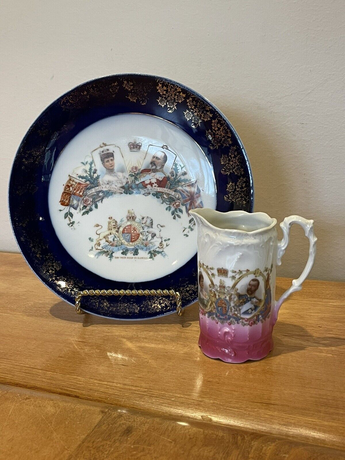 King Edward VII & Queen Alexandra Plate & Mug, Commemorative, Diff Periods