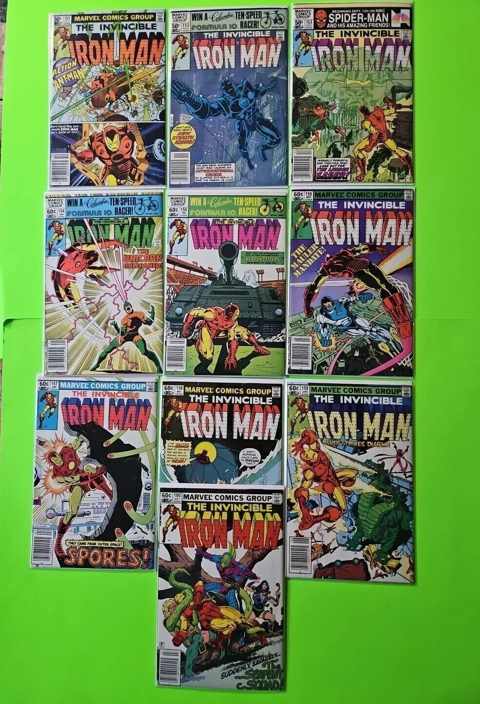 Iron Man #151-160 ALL NEWSTANDS 1981 V1 AVG COND IS FINE SEE PICTURES BRONZE ERA