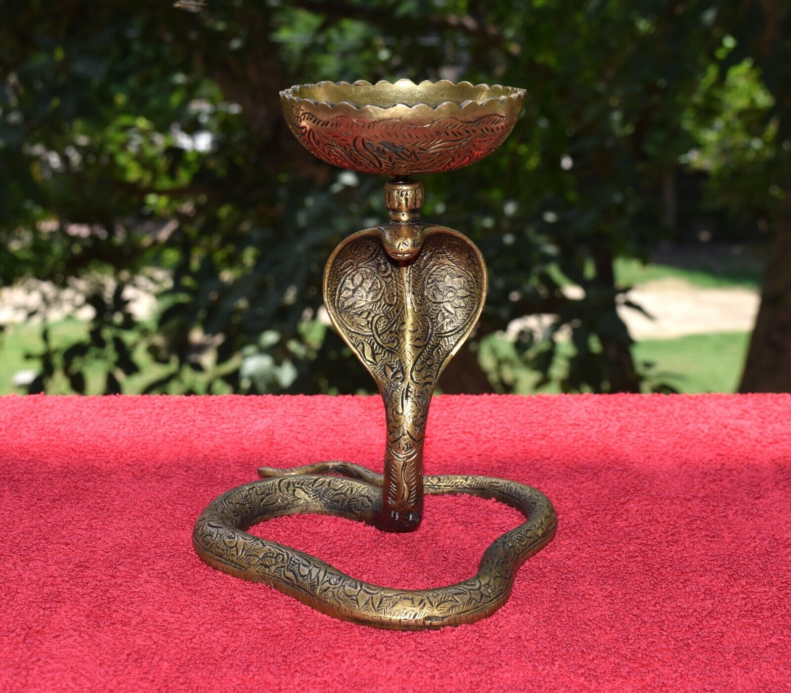 Brass Snake Lamp 7\'\' Inches Naag Diya Holder Temple Housewarming Decor EK683 