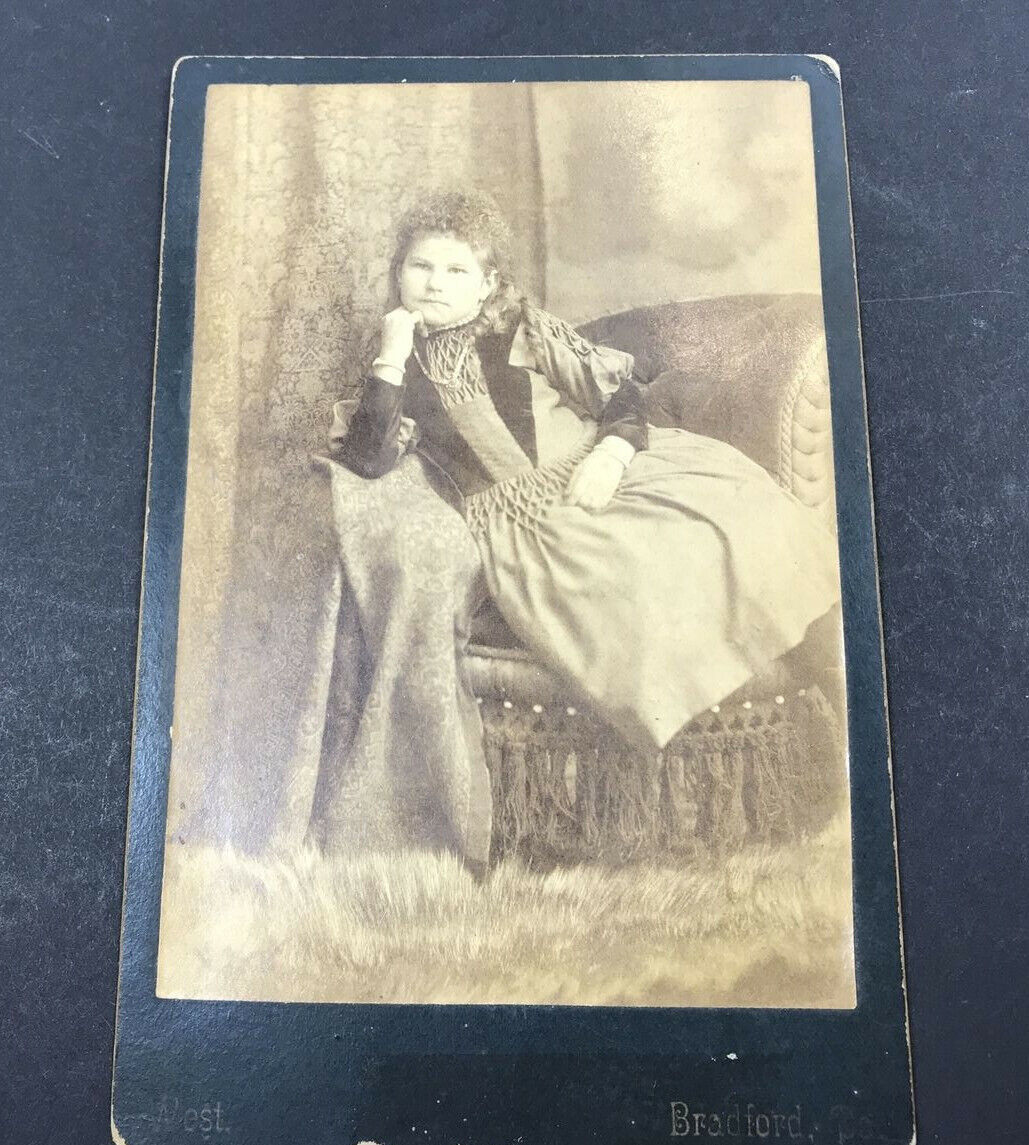 Antique Cabinet Card Photo Young Girl West Photos Bradford Pa. 1880's - 1900's