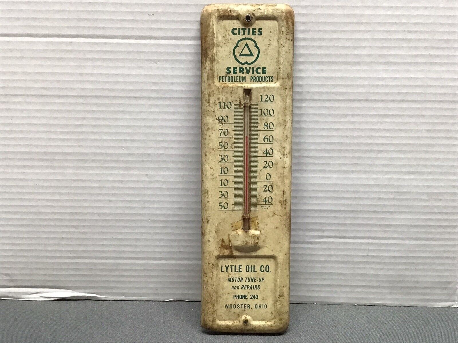 Cities Service Thermometer Wooster Ohio.Vintage