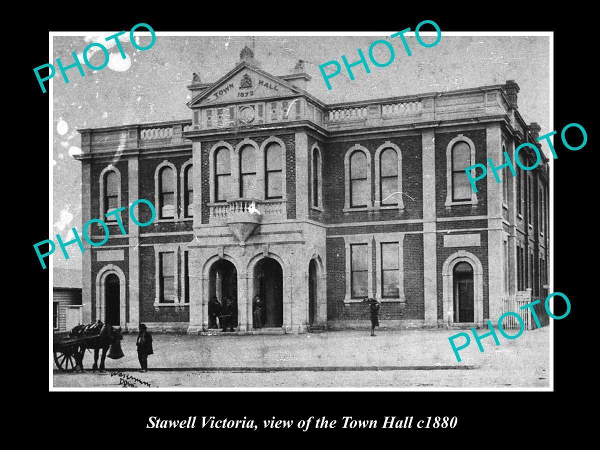 OLD LARGE HISTORICAL PHOTO OF STAWELL VICTORIA VIEW OF THE TOWN HALL c1880