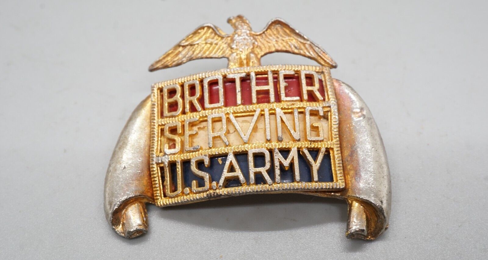 WWII Sterling Brother Serving U.S. Army Home Front Pin EXTREMELY RARE