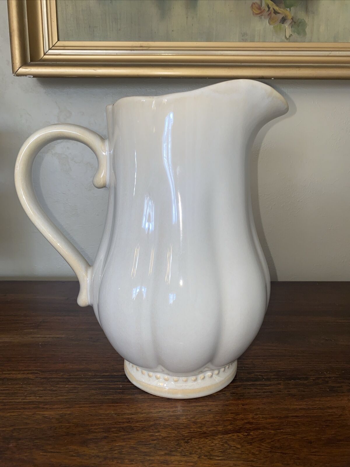 Roscher & Co Hobnail Ivory Cream Collection Pitcher Ribbed Scalloped