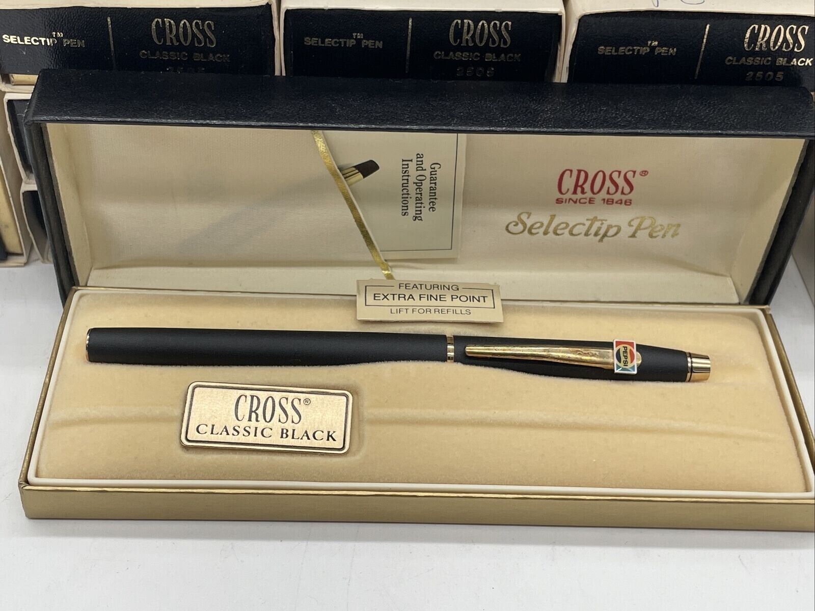 Cross  Century  Rollerball Pen Matte  Black & Gold New In Box  Made In Usa Pepsi
