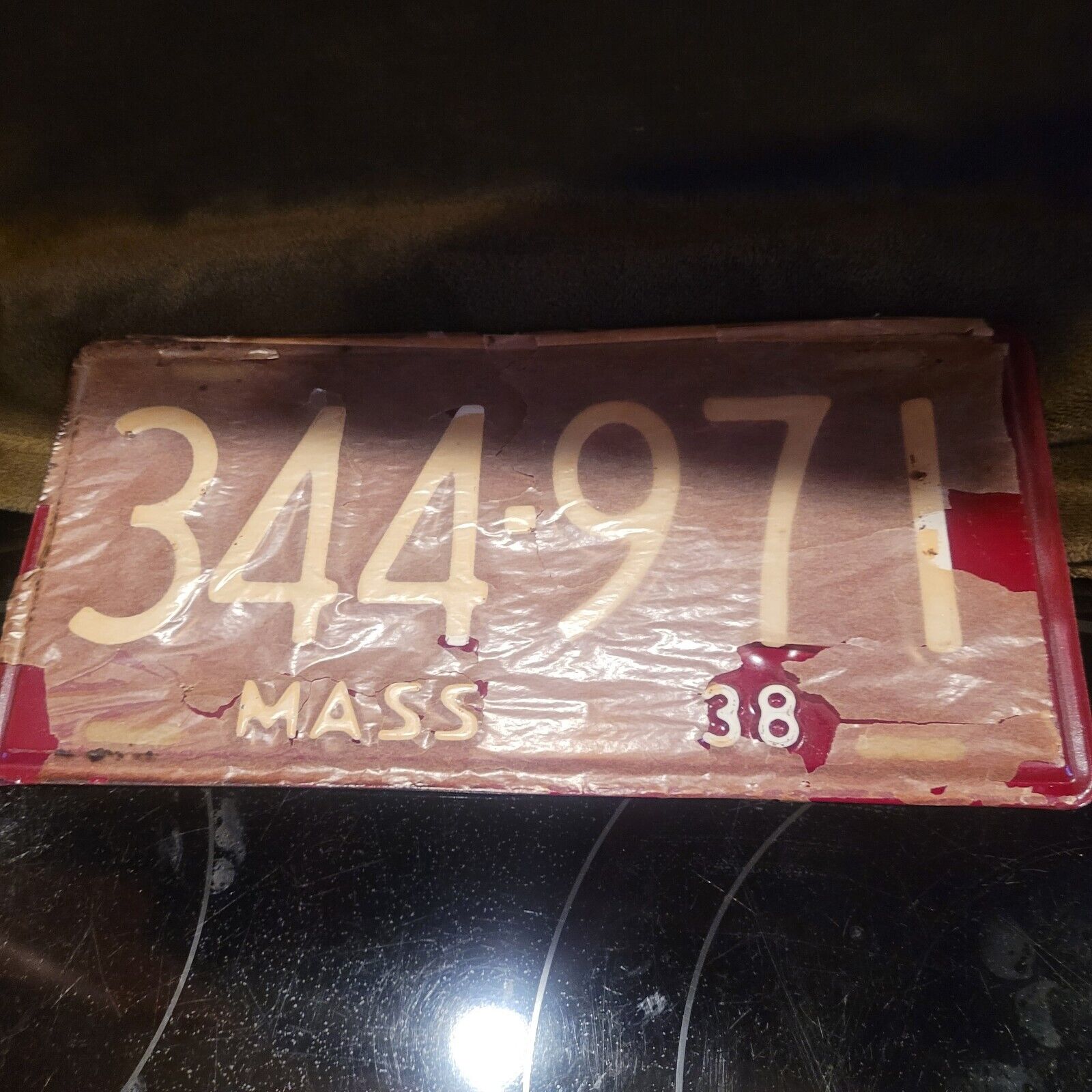 Antique 1938 Massachusetts licence plate set never opened from wax paper (Rare)