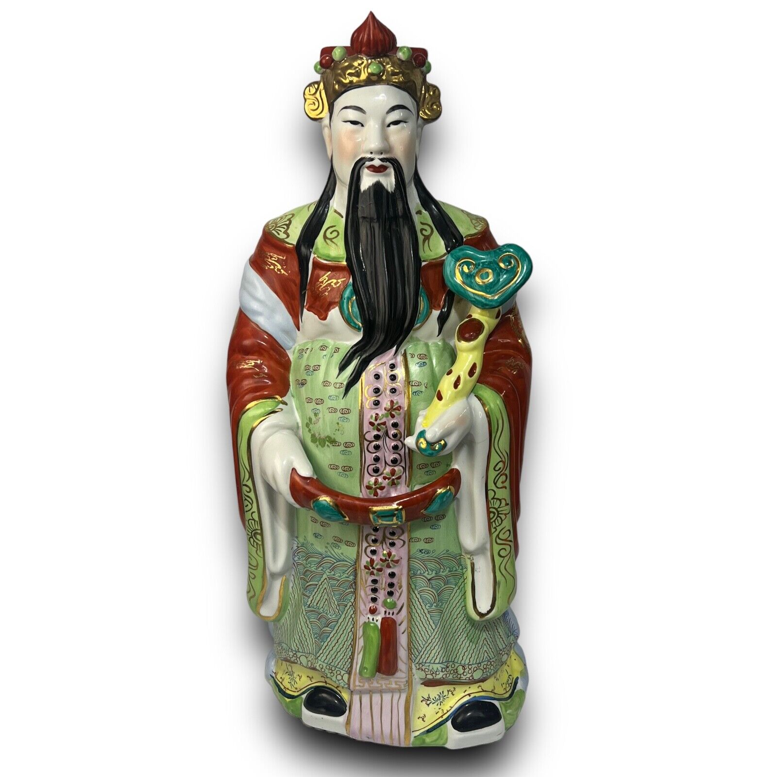 Hand Painted LG Ceramic Taiwan Chinese Oriental Immortal Wealth MCM Vintage UCGC