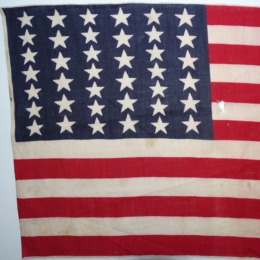 Antique 39 Star 1889 American Flag Elongated Stripes 767676 Pattern 23x12 #A