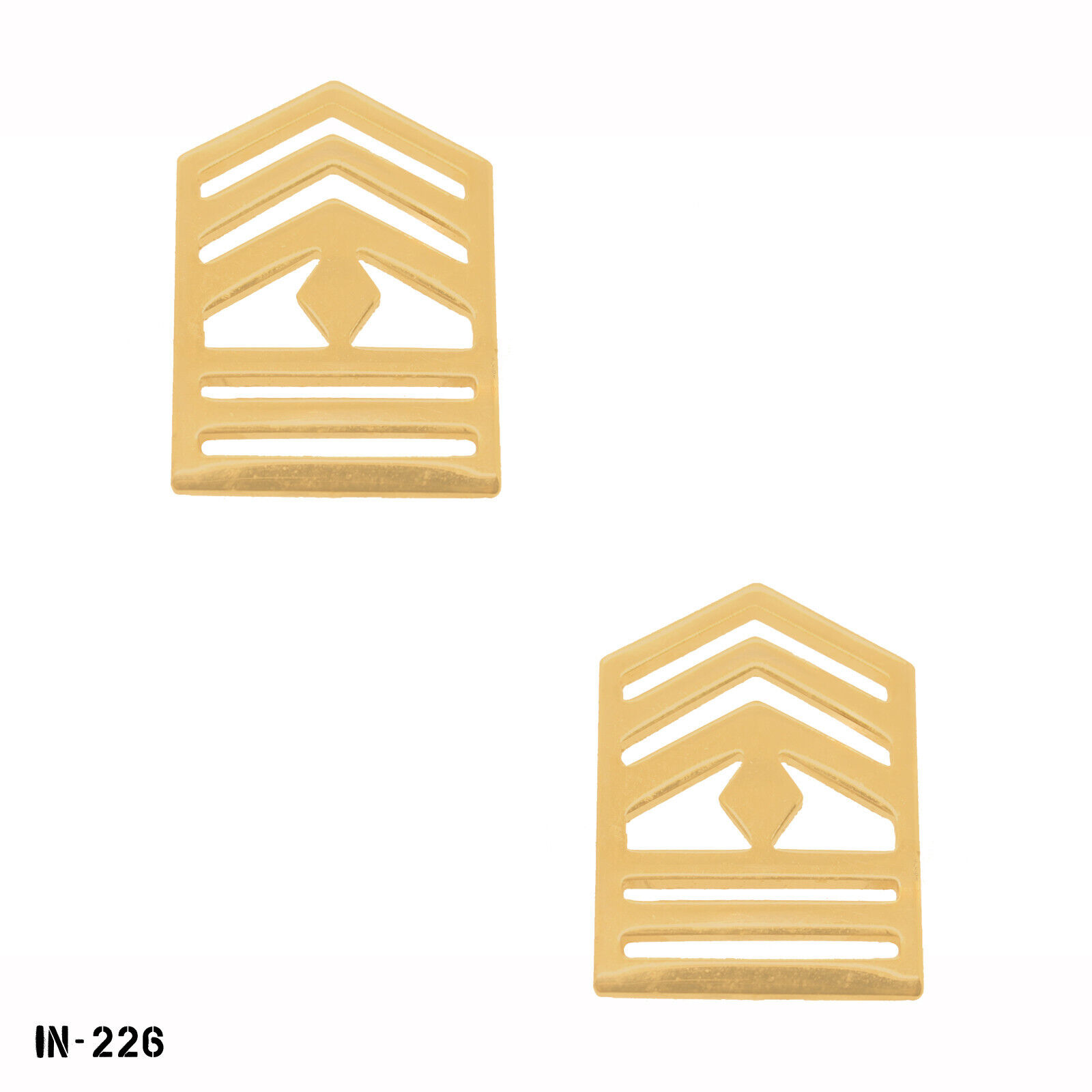 PAIR ROTC Cadet First Sergeant FSGT Pins ~ Rank Chevron ~ Gold Tone ~ NOS Gemsco