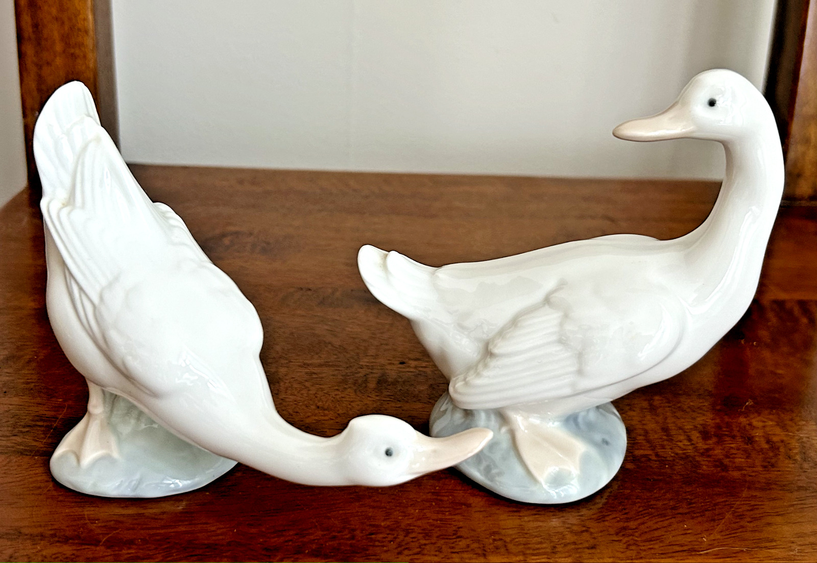 2 Vintage Nao Spain Lladro Porcelain Geese Figurines