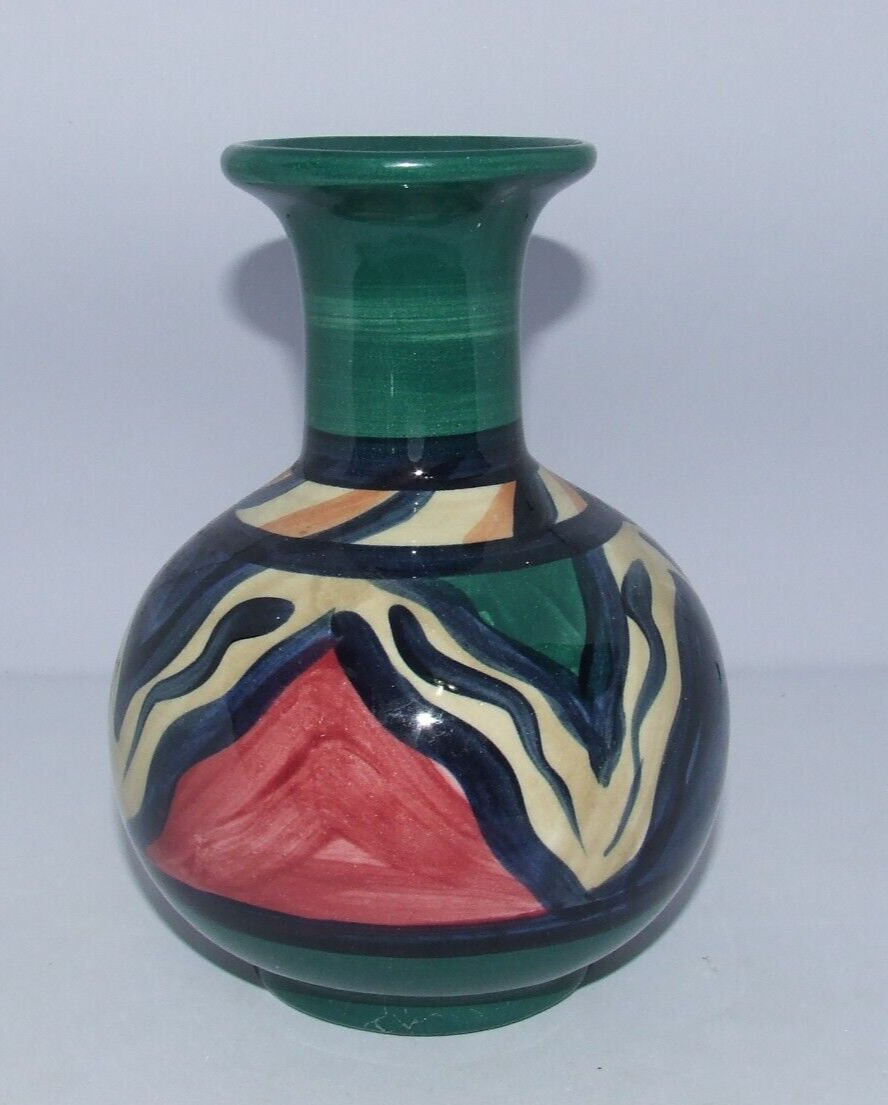 Vintage Gail Pittman Azalea Green Vase Container Ceramic Art Pottery Signed 7.5\