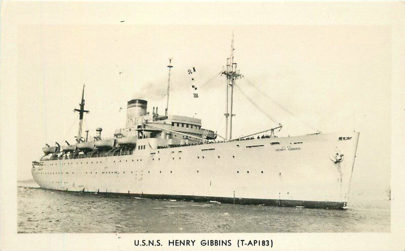Navy Military Ship 1940s USN Henry Gibbins {TAP183} RPPC Photo Postcard 22-1387