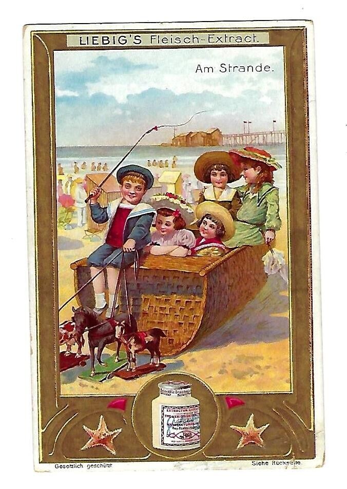 c1902 Trade Card Liebig Company's Extract-Children at the Beach