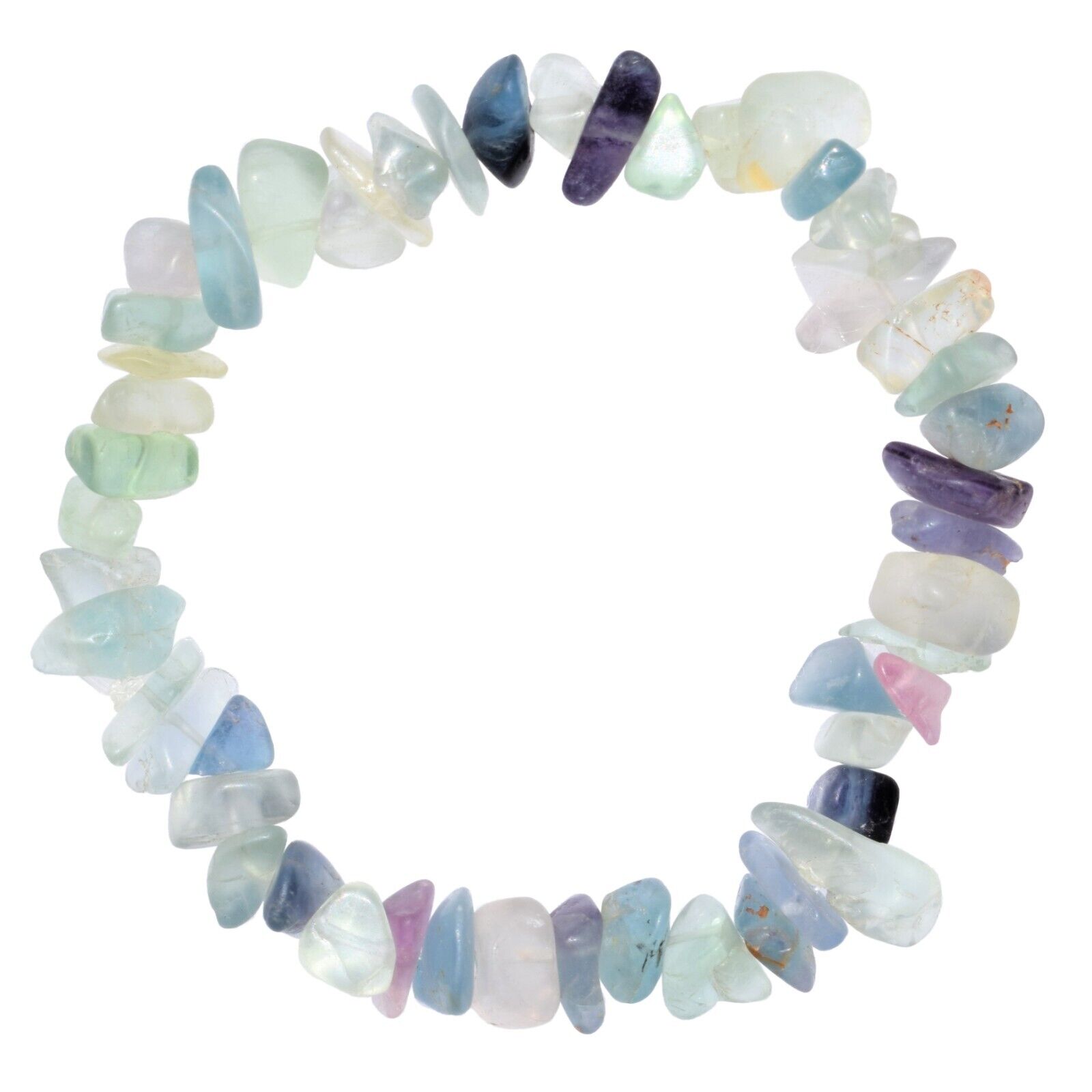 Premium CHARGED Rainbow Fluorite Crystal Stretchy Bracelet + Selenite Charger
