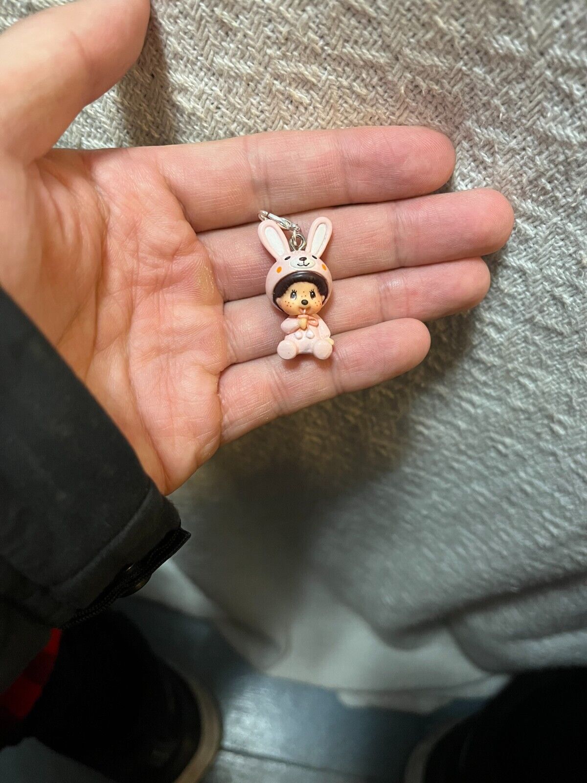 Monchhichi Mini Figure Charm Pink Rabbit