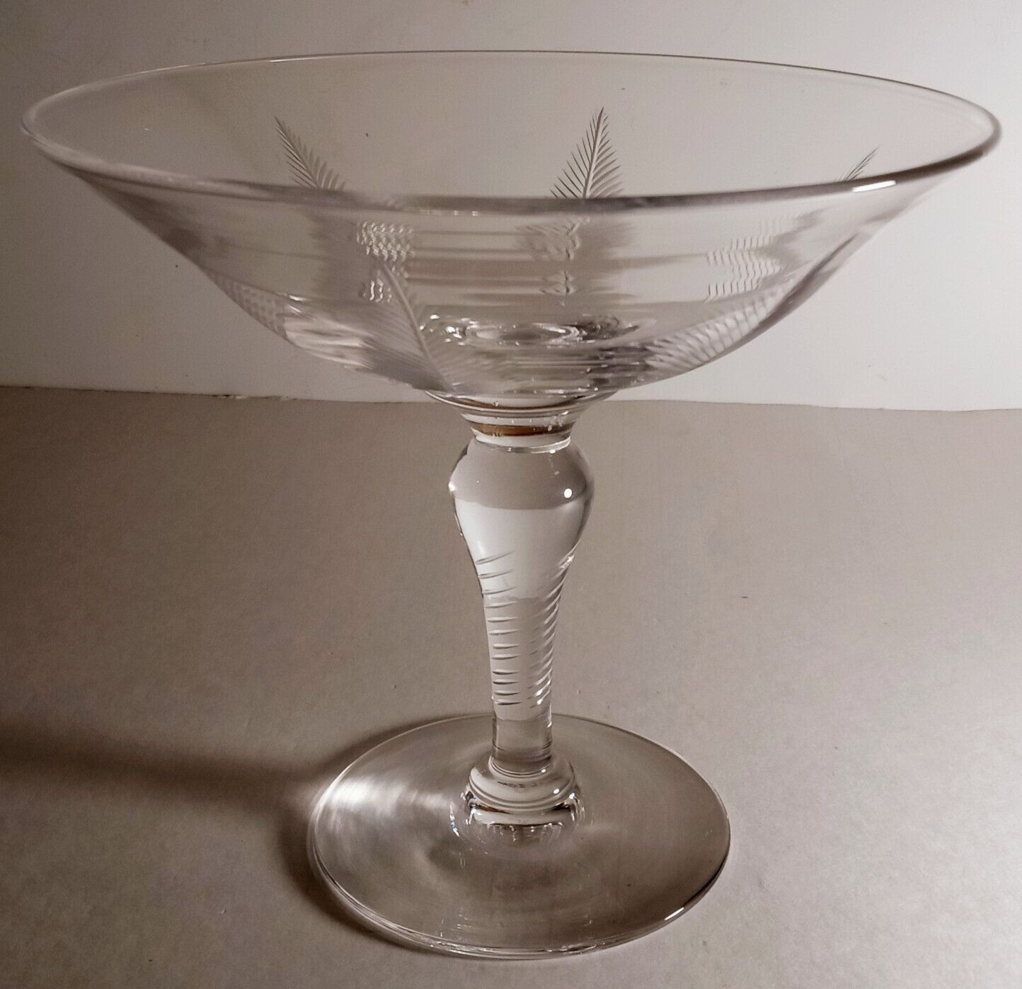 STUART Crystal Glass Woodchester Fern Compote Tazza Rare Piece England Vintage