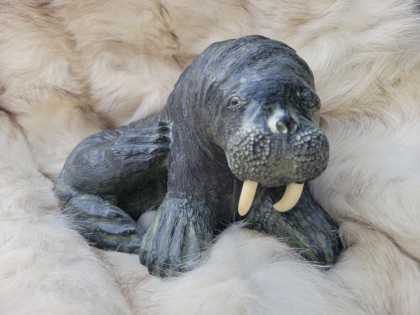 Wolf Original Sculpture Walrus Handmade in Canada Antique Collectible Vintage