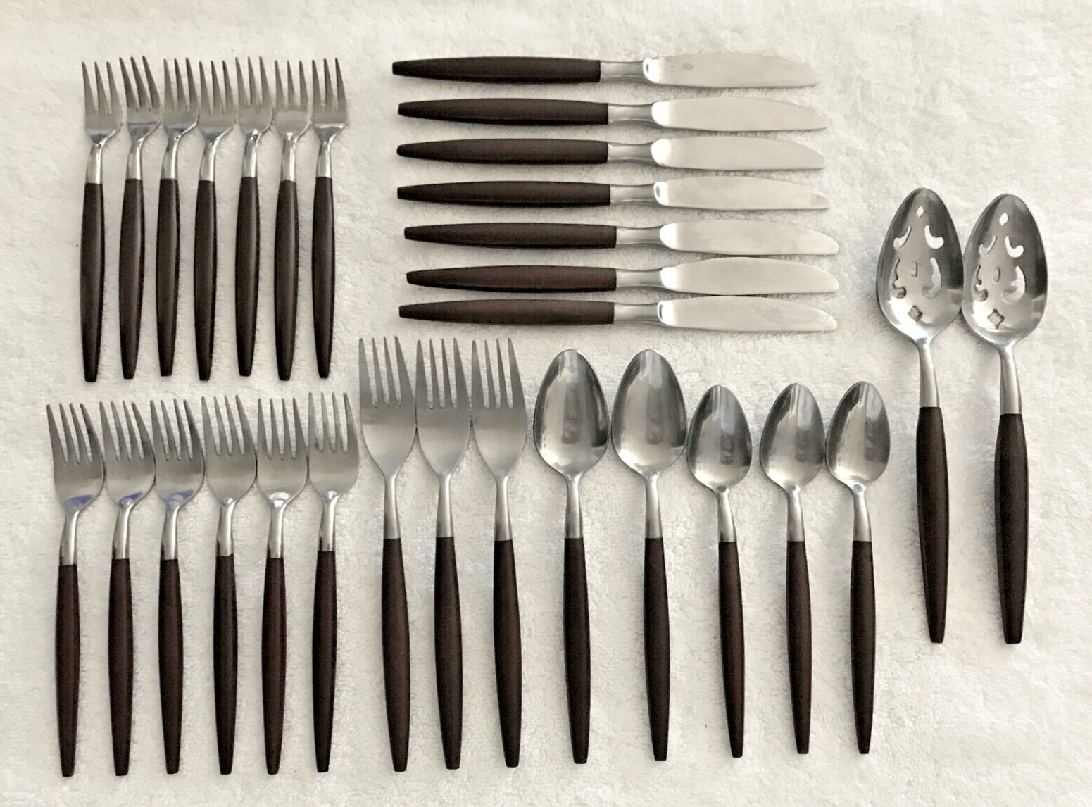 American Tempo Stainless Flatware Japan Faux Wood Handles 30 Pcs