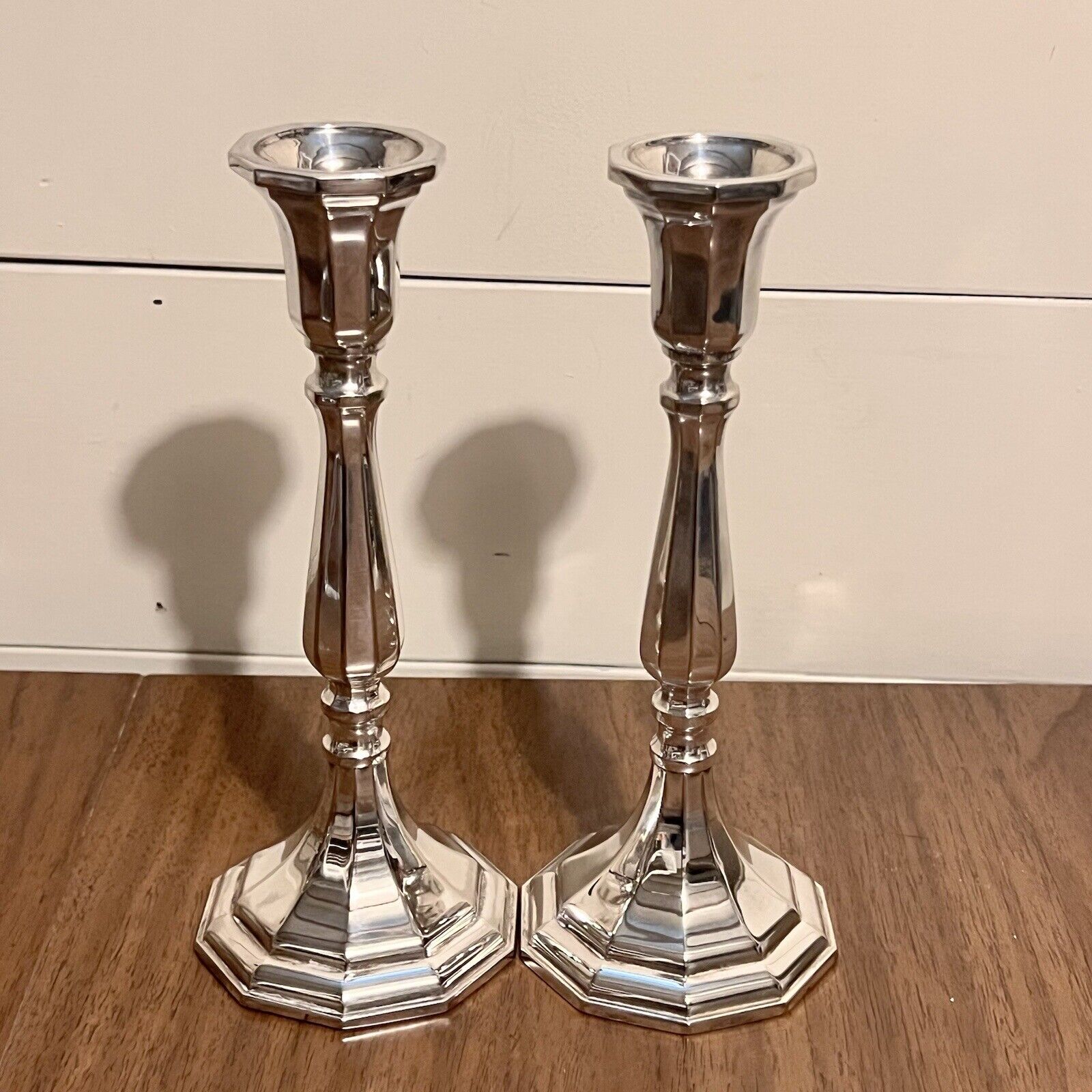 Sheffield Silver Co Silverplate Candle Stick Set of (2) 9 Inch Tall Pair