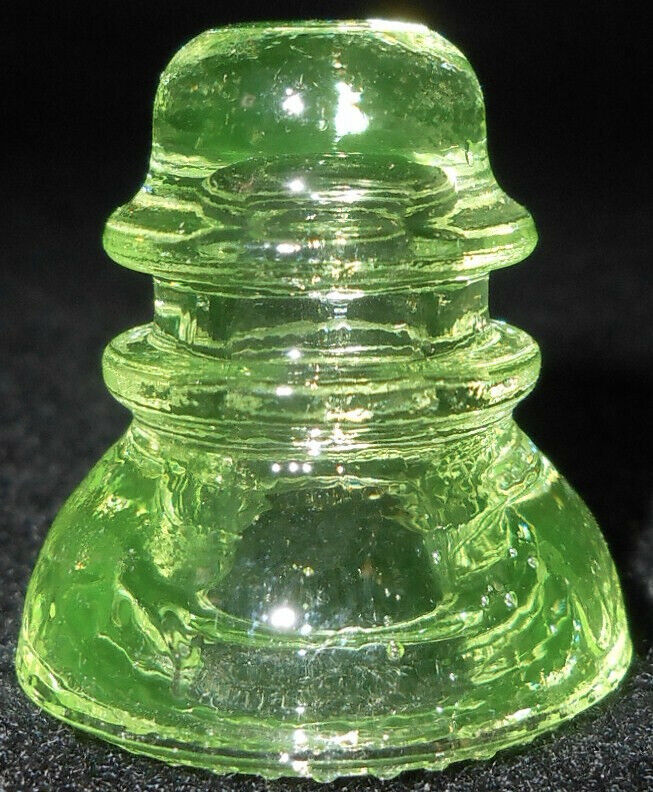 Green Vaseline glass mini #42 hemingray insulator neon uranium yellow miniature 