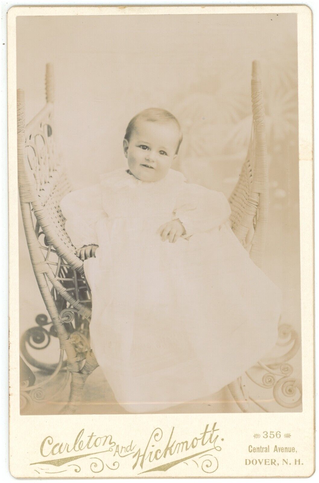 Antique Circa 1880s Cabinet Card Carleton & Hickmoth Adorable Baby Dover, NH