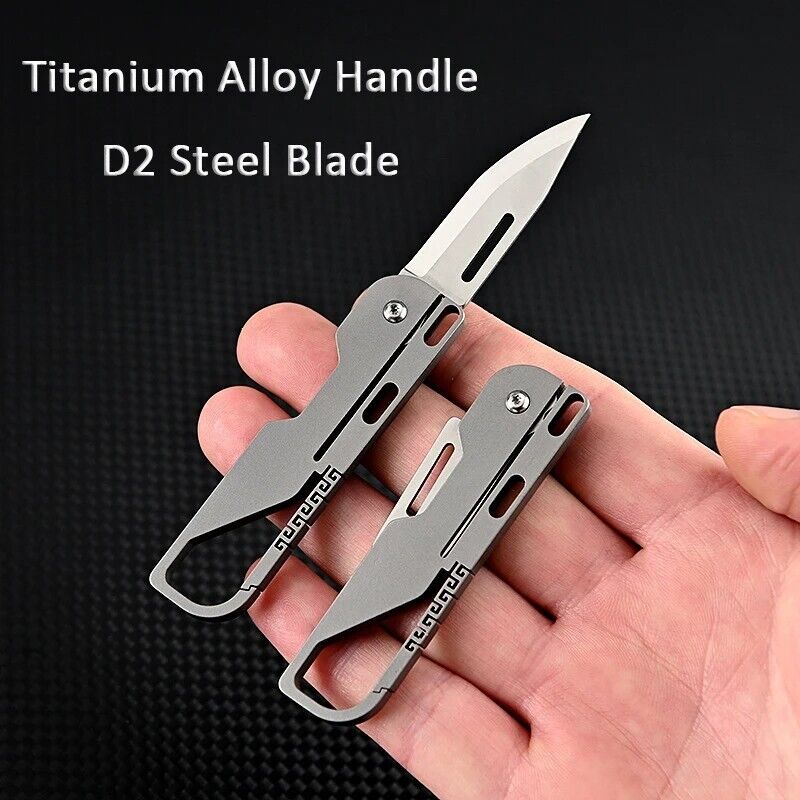 Mini Clip Point Folding Knife Pocket Hunting Survival Camping D2 Steel Titanium