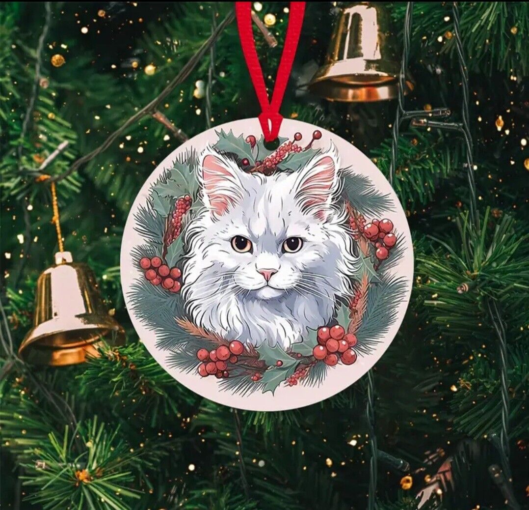 Beautiful Maine Coon Kitty Cat Christmas Xmas Hanging Ornament Cat Decoration 
