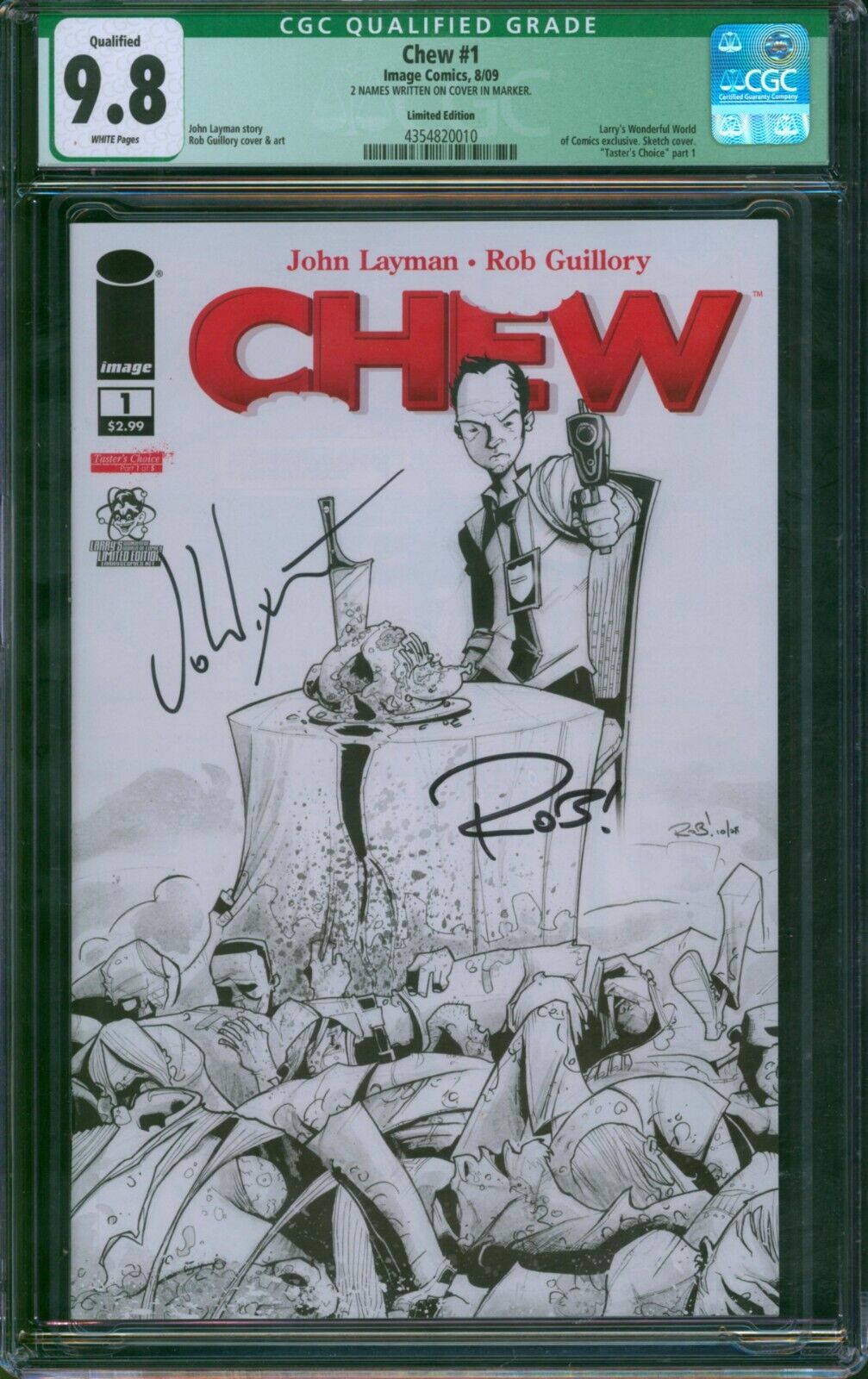 Chew #1 Larry's Limited Edition ⭐ CGC 9.8 Qualified Signed ⭐ Variant Image 2009