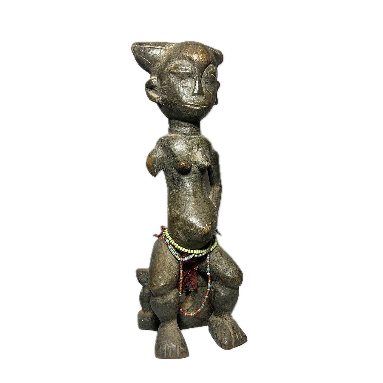 African Yoruba statue of a seated chief, Nigeria hand carved Décor statue-663