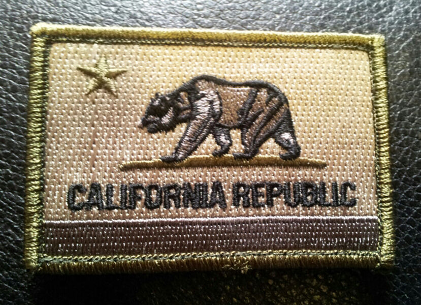CALIFORNIA STATE REPUBLIC FLAG  3 X 2 INCH HOOK LOOP PATCH 