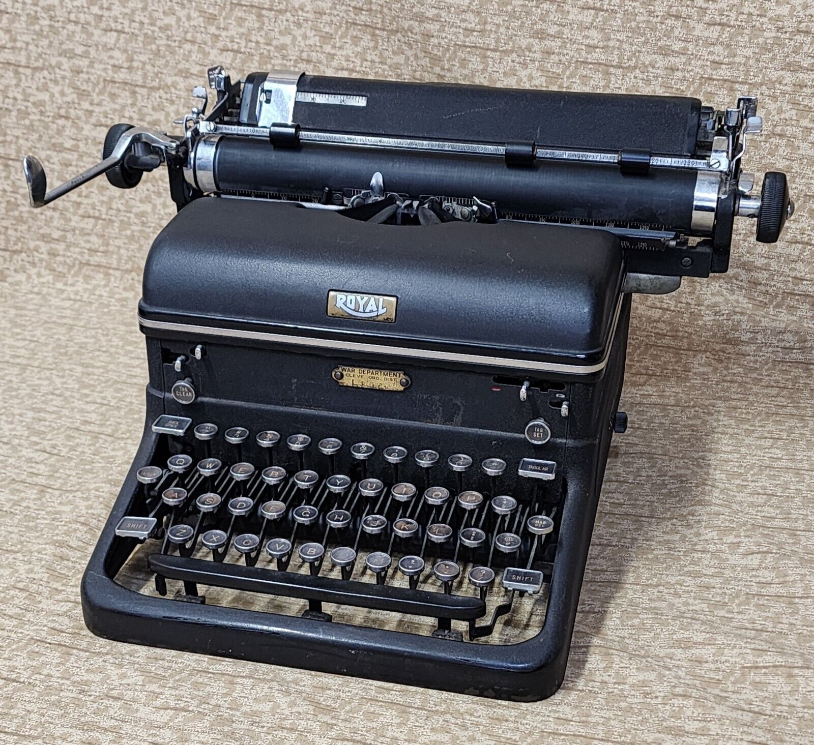 Vintage 1940's Royal KMG Typewriter WWII Plated War Department
