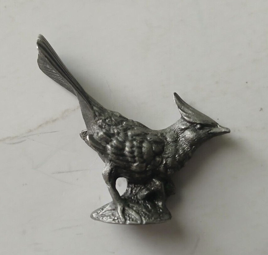 Vintage Pewter Cardinal Bird Miniature Figurine