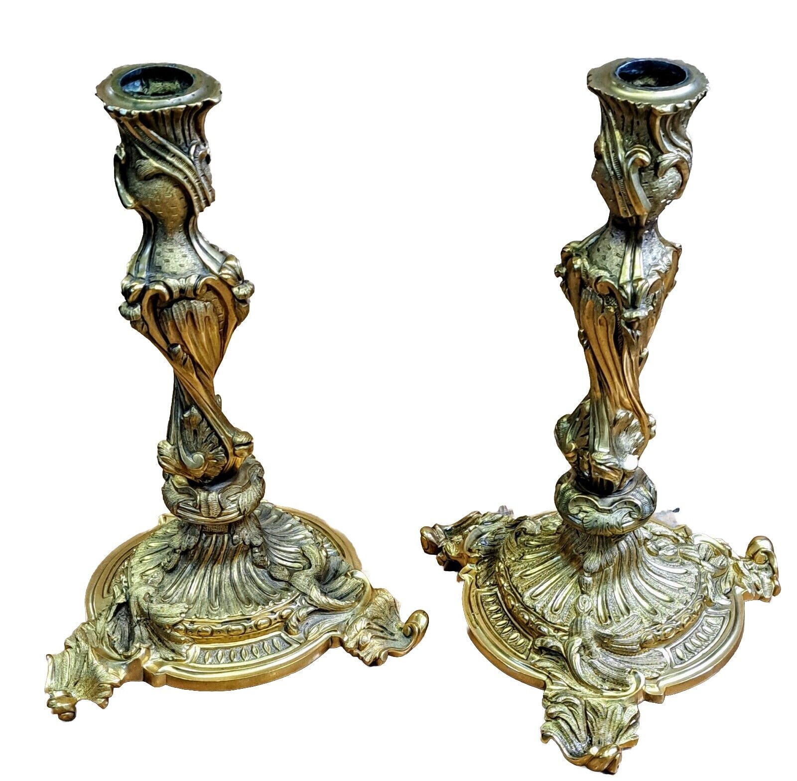 Superb Pair Of 19th. C. Louis XV Gilt Bronze Candlesticks  by Abbott  (England)