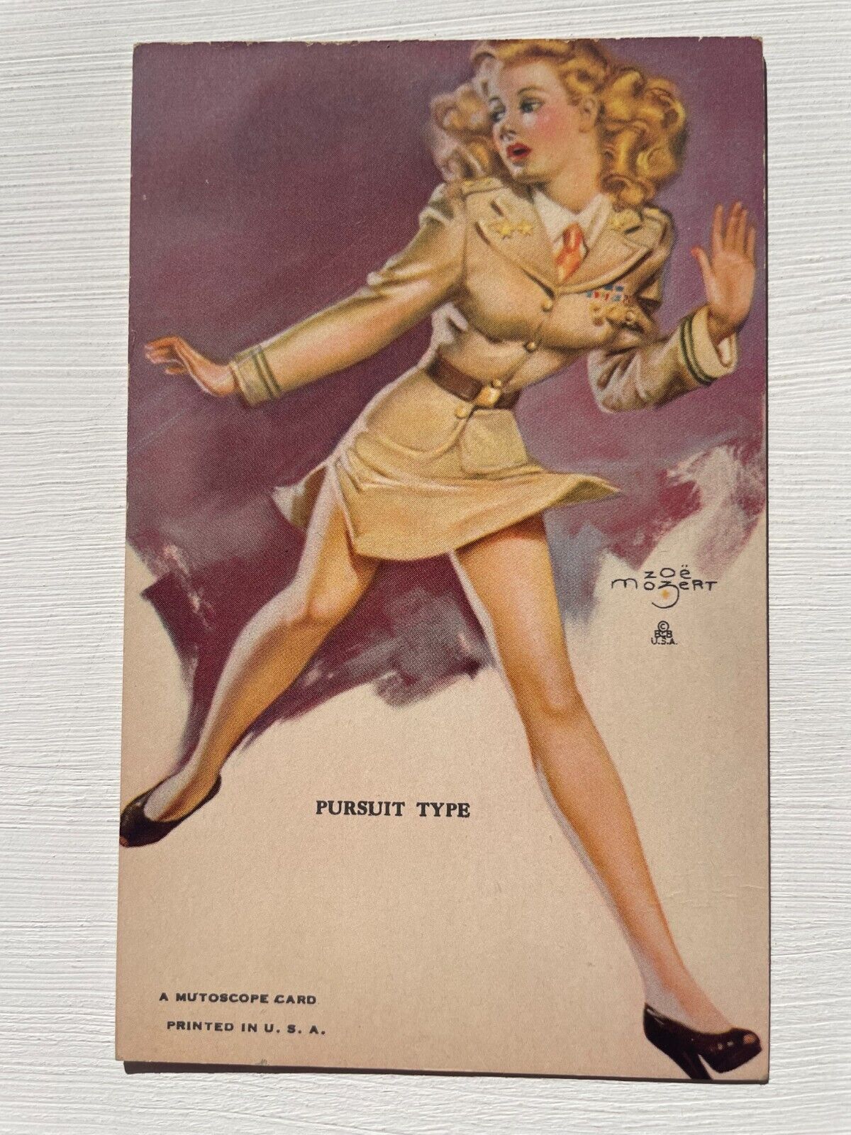 1940's Pinup Girl Picture Mutoscope Card- Zoe Mozert- Pursuit Type