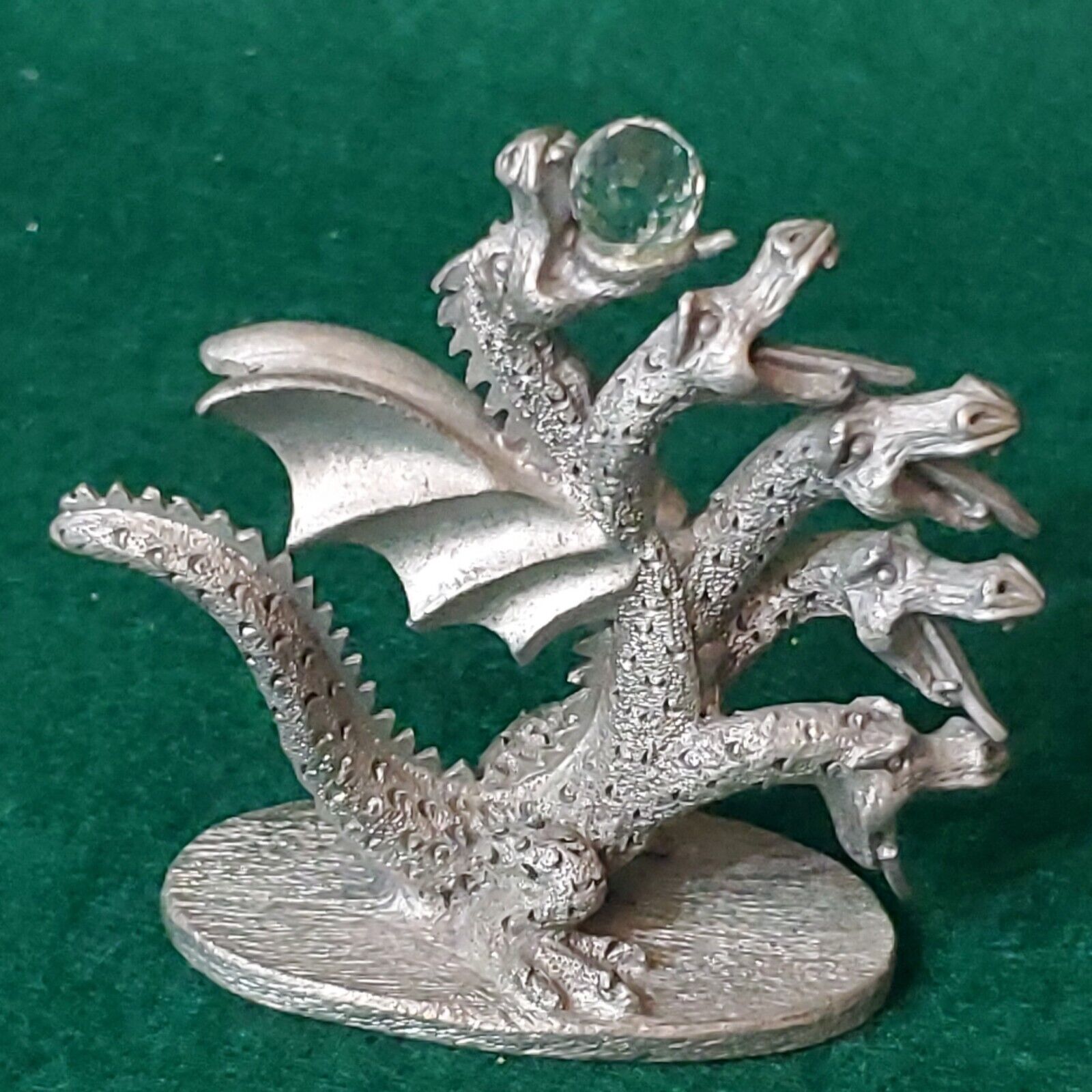 VTG Spoontiques MR841 Pewter Miniature 5 Headed Dragon with Swarovski Crystal