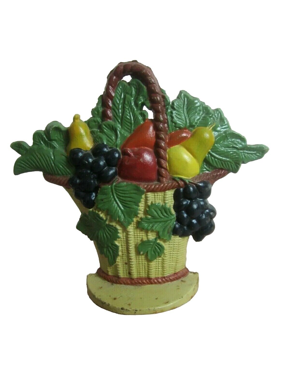 Antique Doorstop Cast Iron Fruit Basket Provincial French Country 