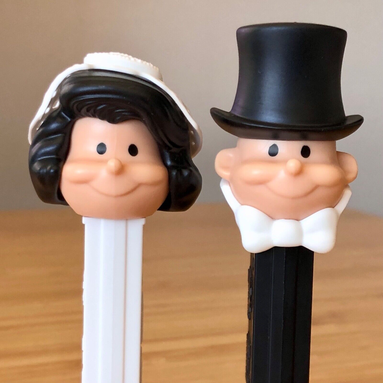 PEZ Black Hair Bride and Groom - Wedding Favors / Gift / Candy Bar / Cake Topper