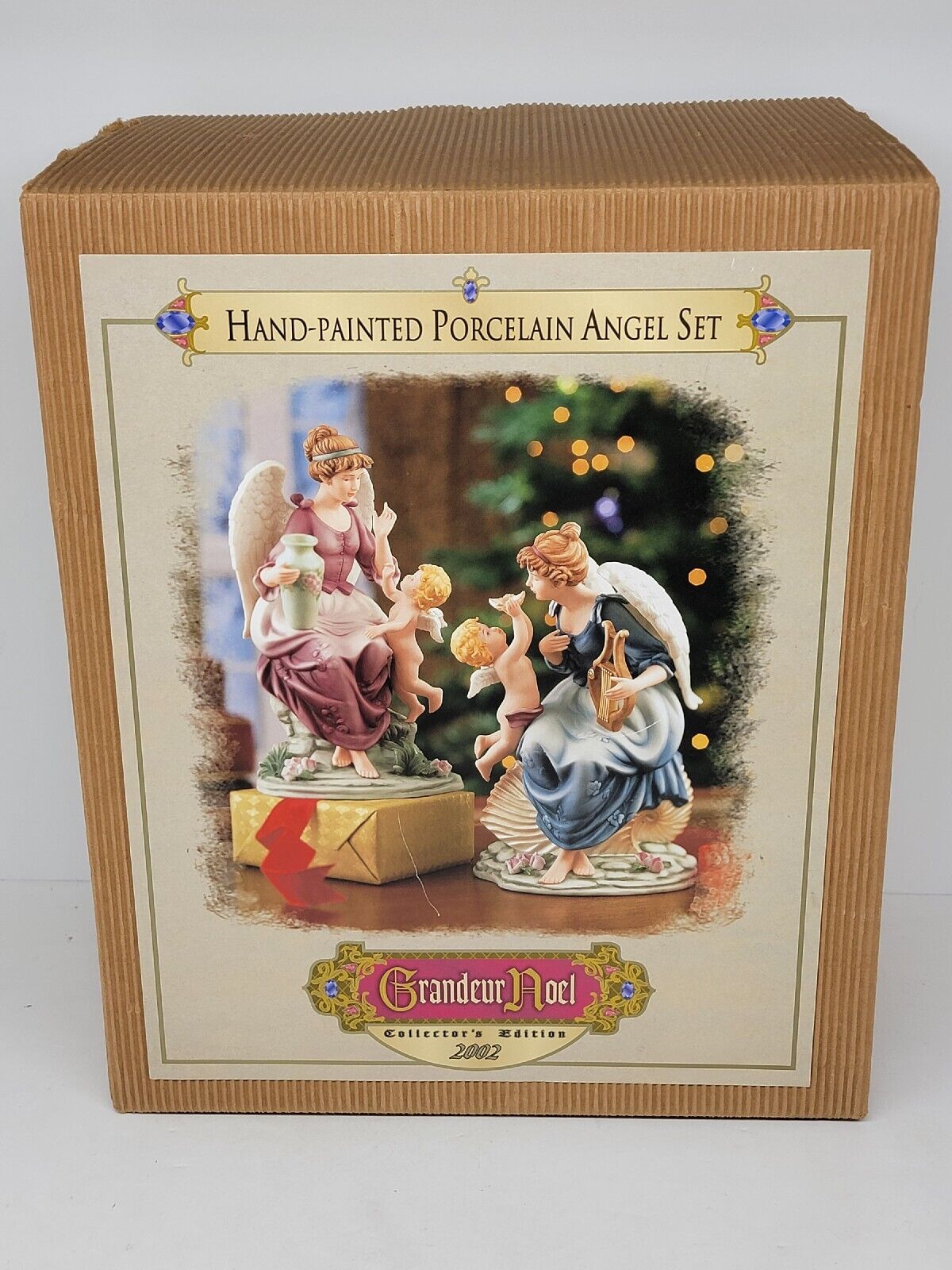 *READ* Grandeur Noel Hand-Painted Porcelain Angel Set Collector Edition 2002