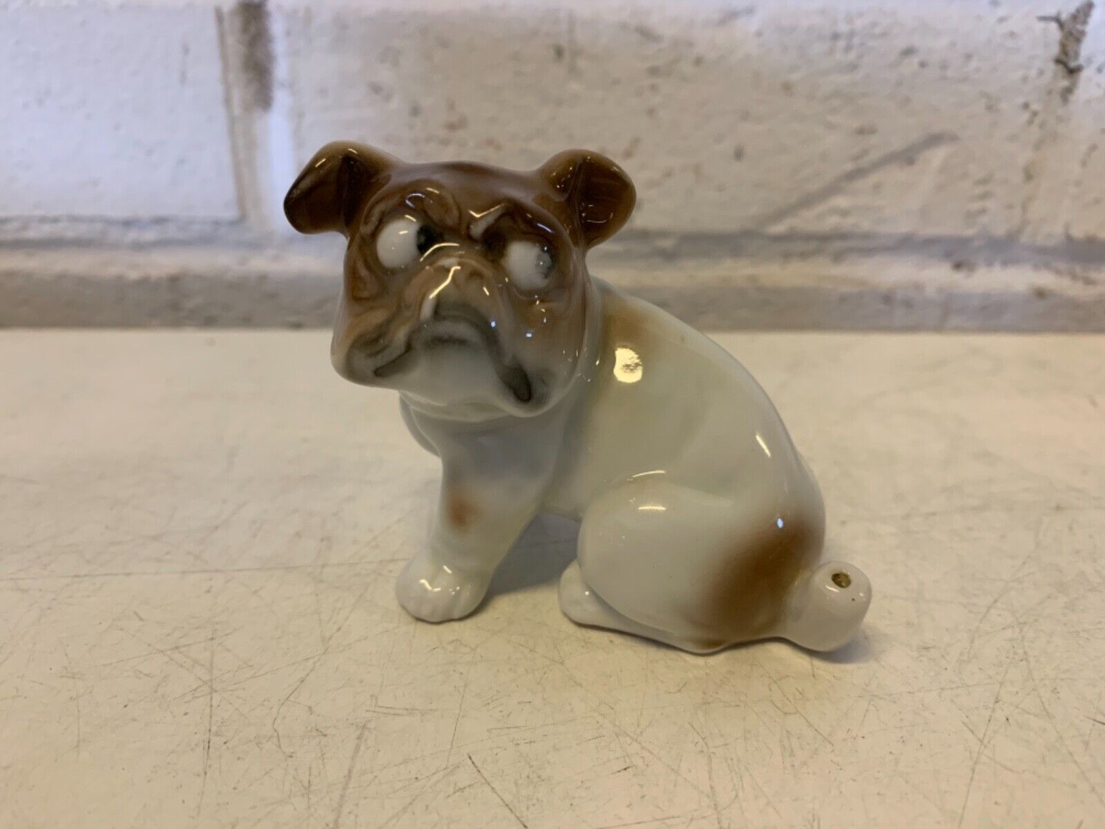 Antique Depose Rudolstadt German Porcelain Sitting German Bulldog Dog Figurine