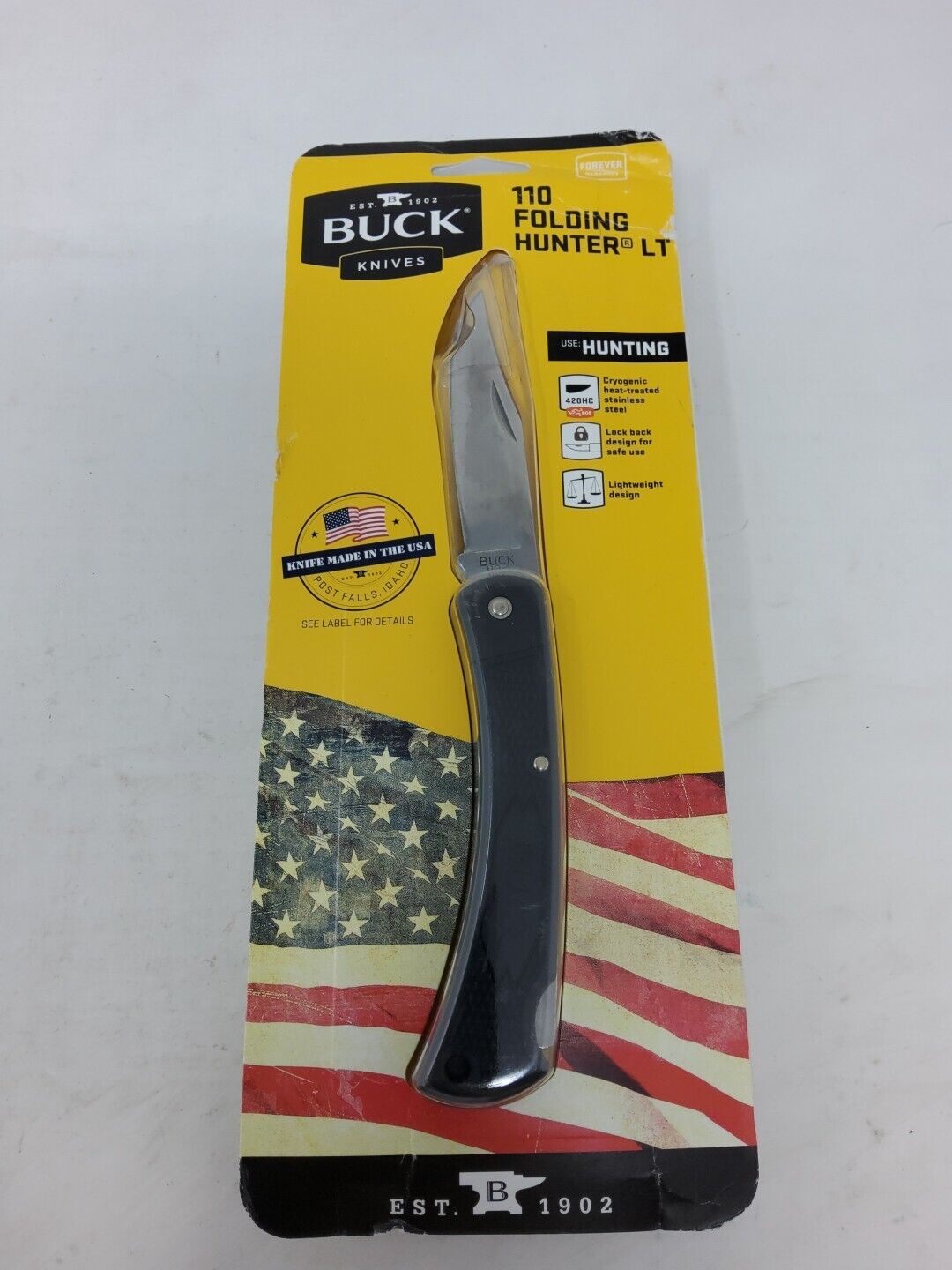 Buck 110 Folding Hunter LT with sheath lockback black - Brand New