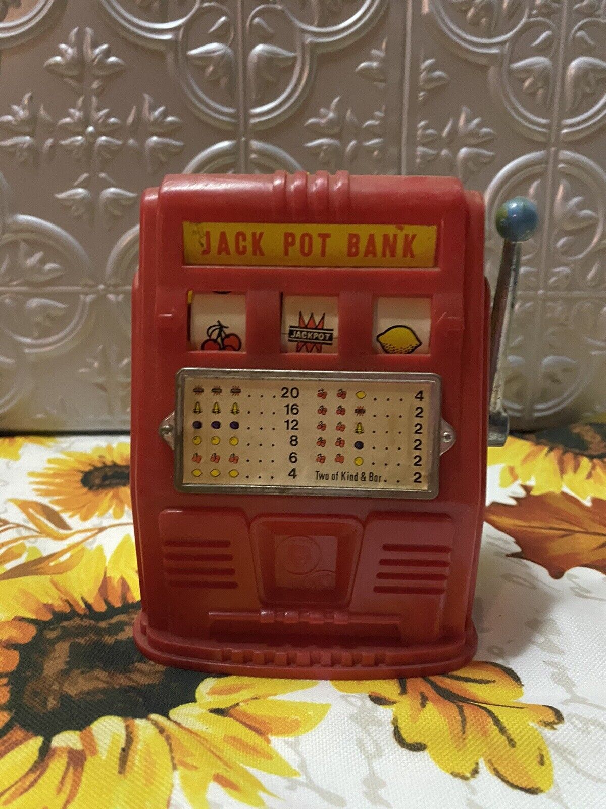 Vintage Red And Yellow Jackpot Bank For Parts