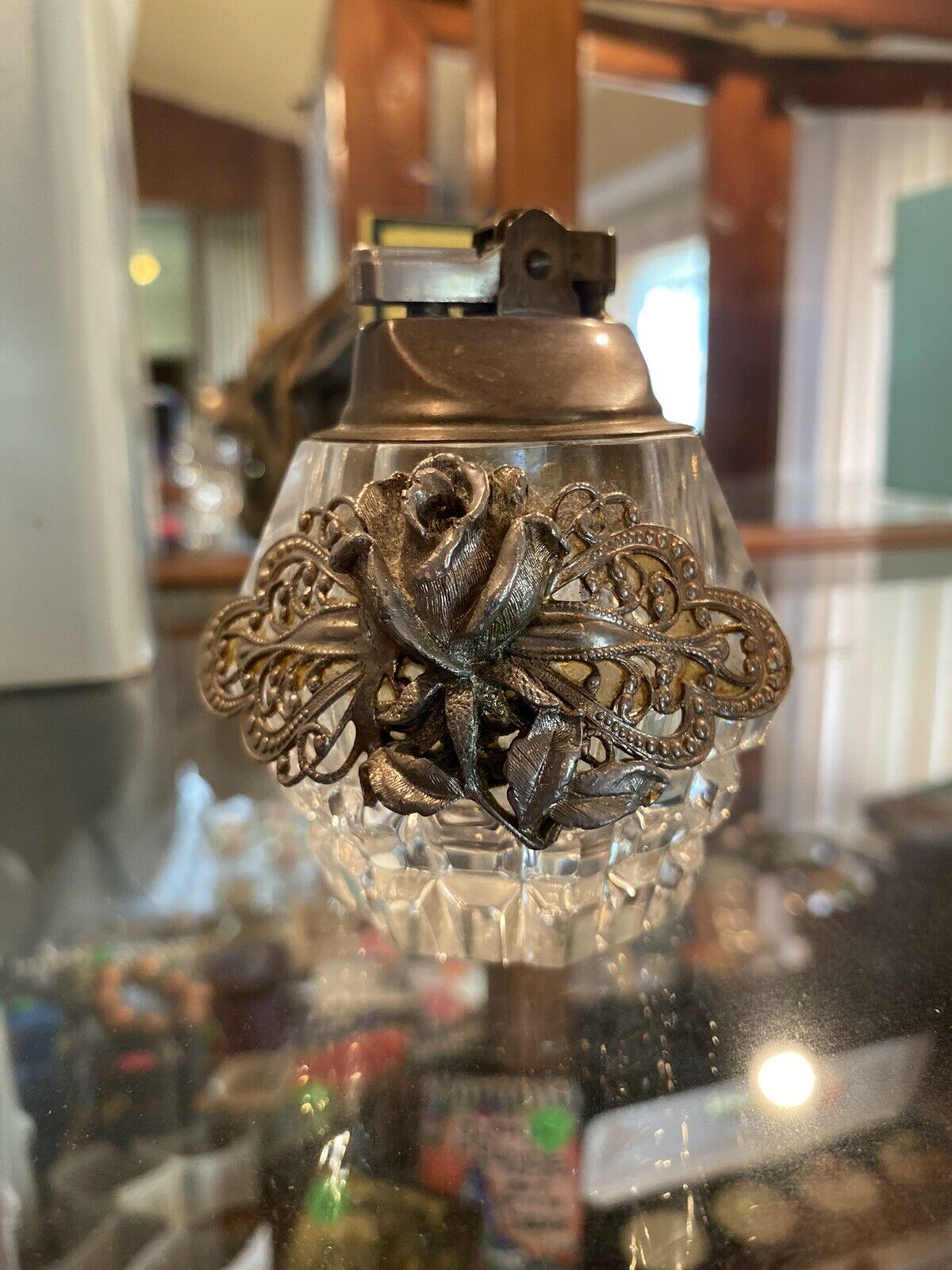 Vintage Mid Century Modern Crystal Table Lighter