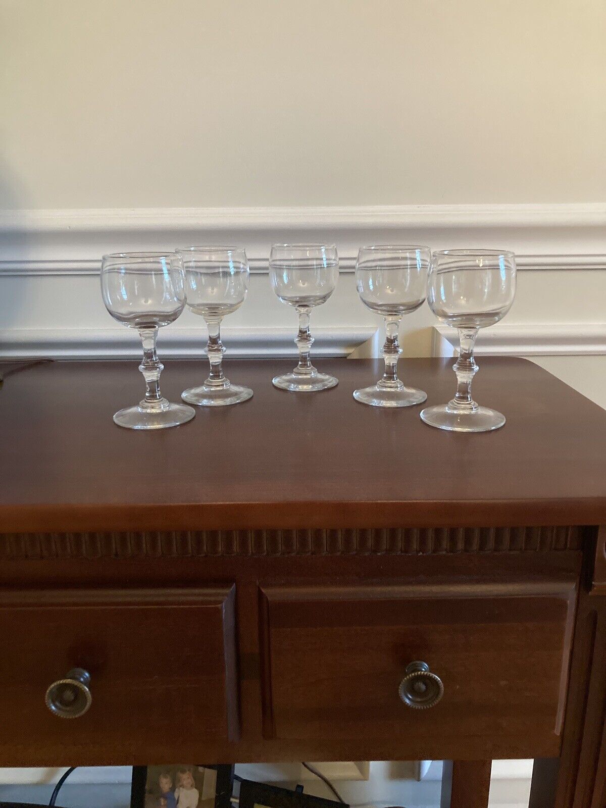 Libbey Georgian Clear Rhine Wine Glasses Set Of 5 Stem #8000
