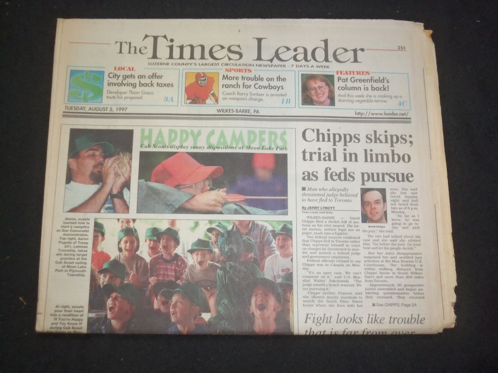 1997 AUGUST 5 WILKES-BARRE TIMES LEADER - DAVID CHIPPS TRIAL IN LIMBO - NP 7760