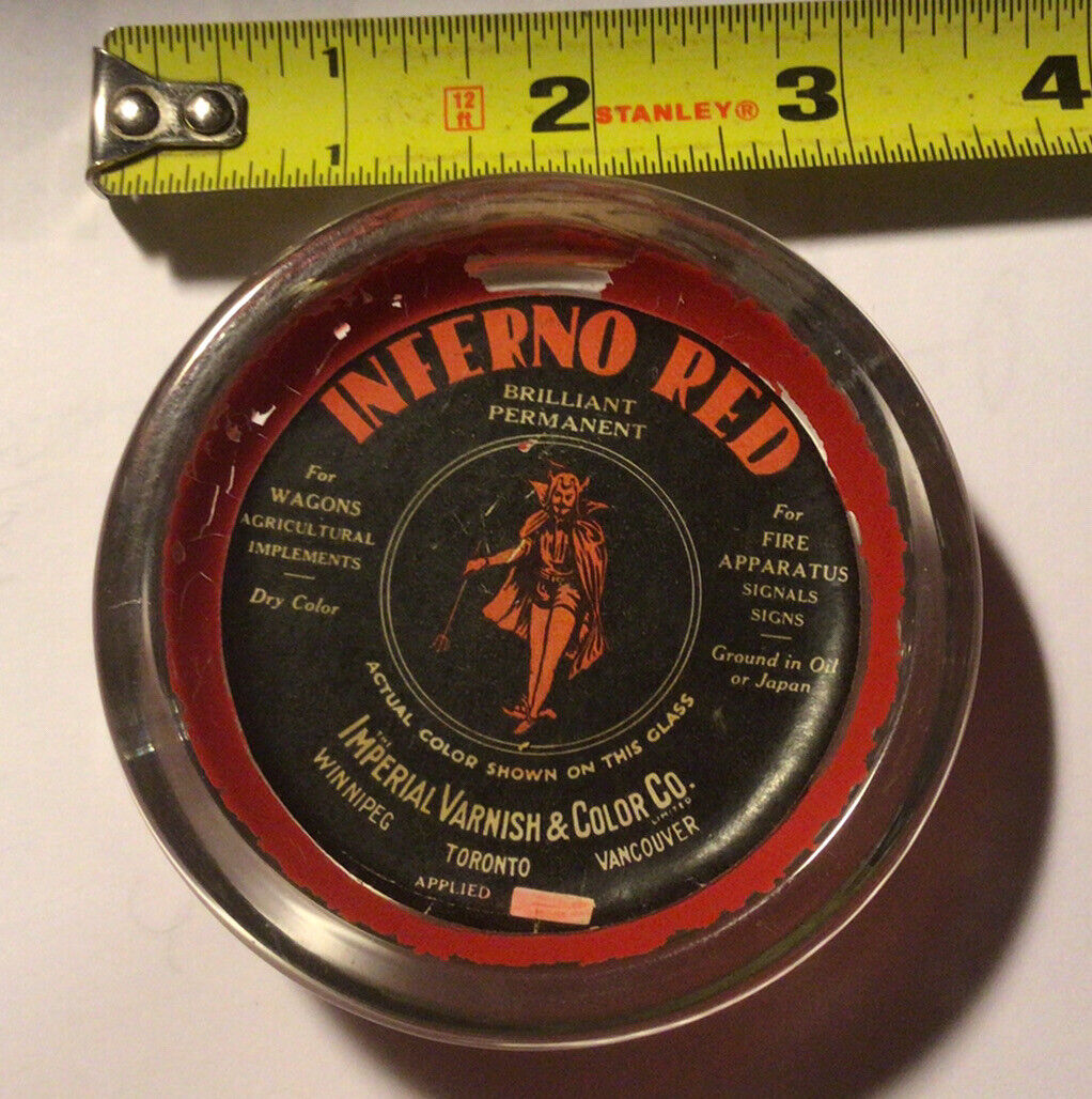 vintage Inferno Red Imperial Varnish & Color Co paperweight Canada