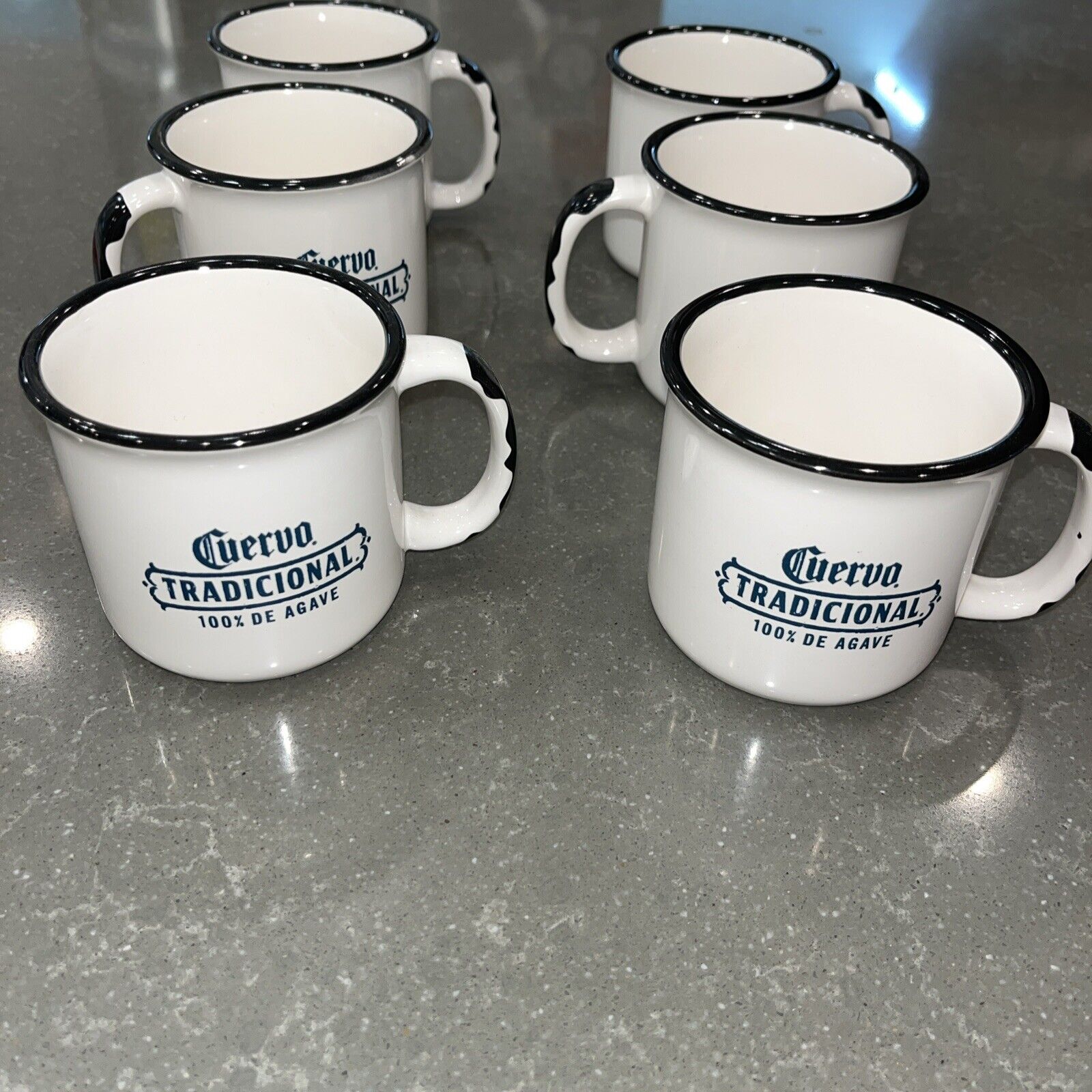 Lot Of 6 Cuervo Tradicional 100% DE AGAVE Ceramic Coffee Cup Mug  3665 NEW