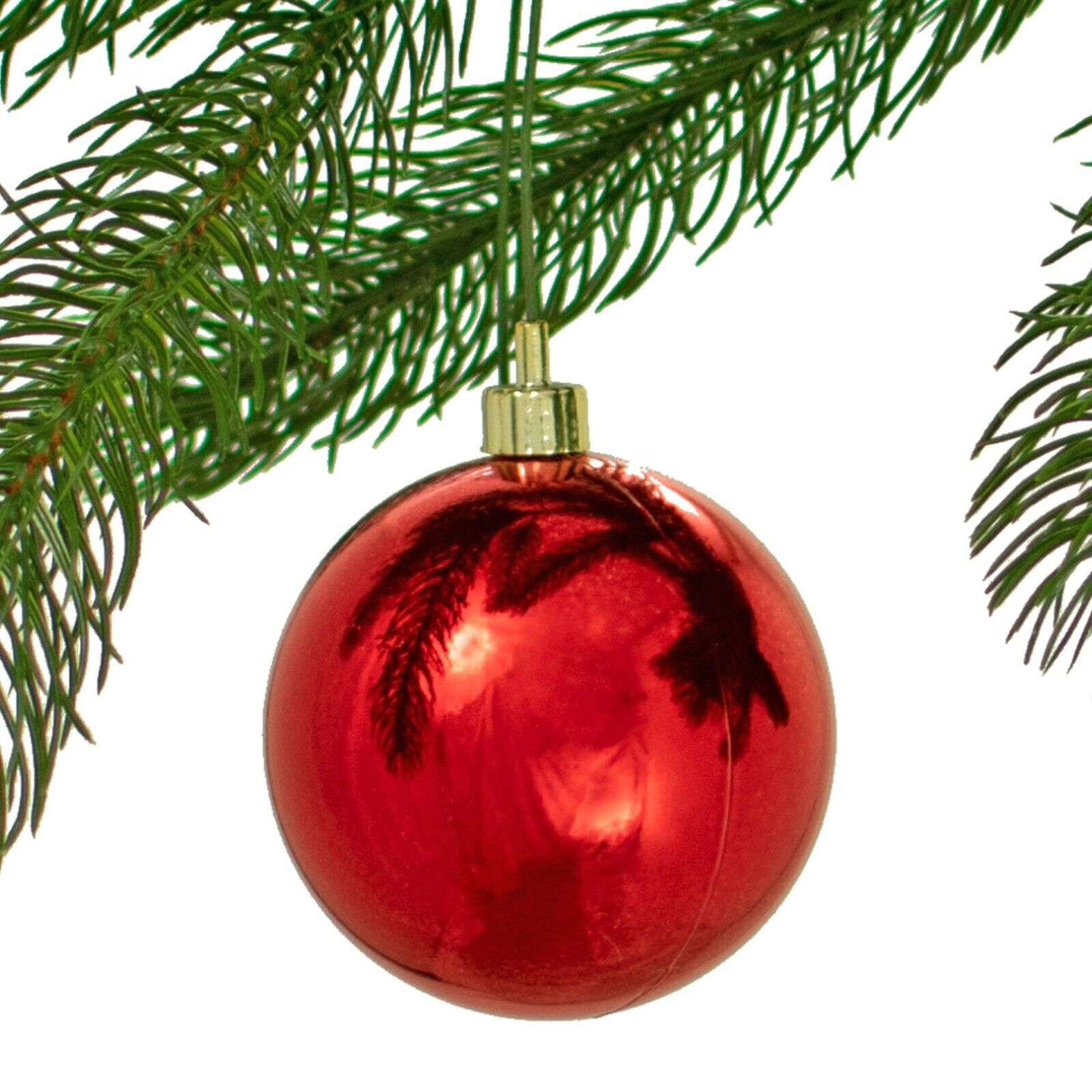 50MM - Shiny Red Plastic Ball Ornaments Hanging Christmas Tree Decor 60pcs Bulk