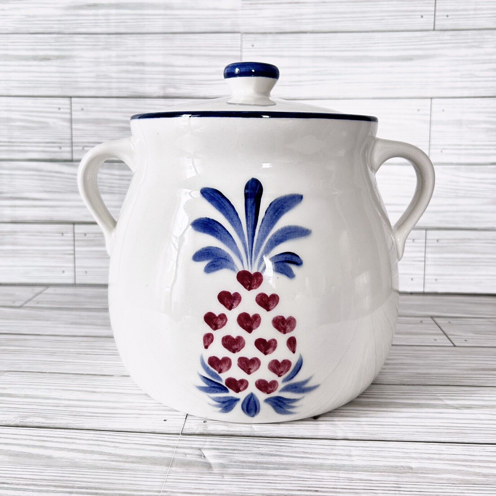 NS Gustin Cookie Jar Pottery Pineapple Vintage