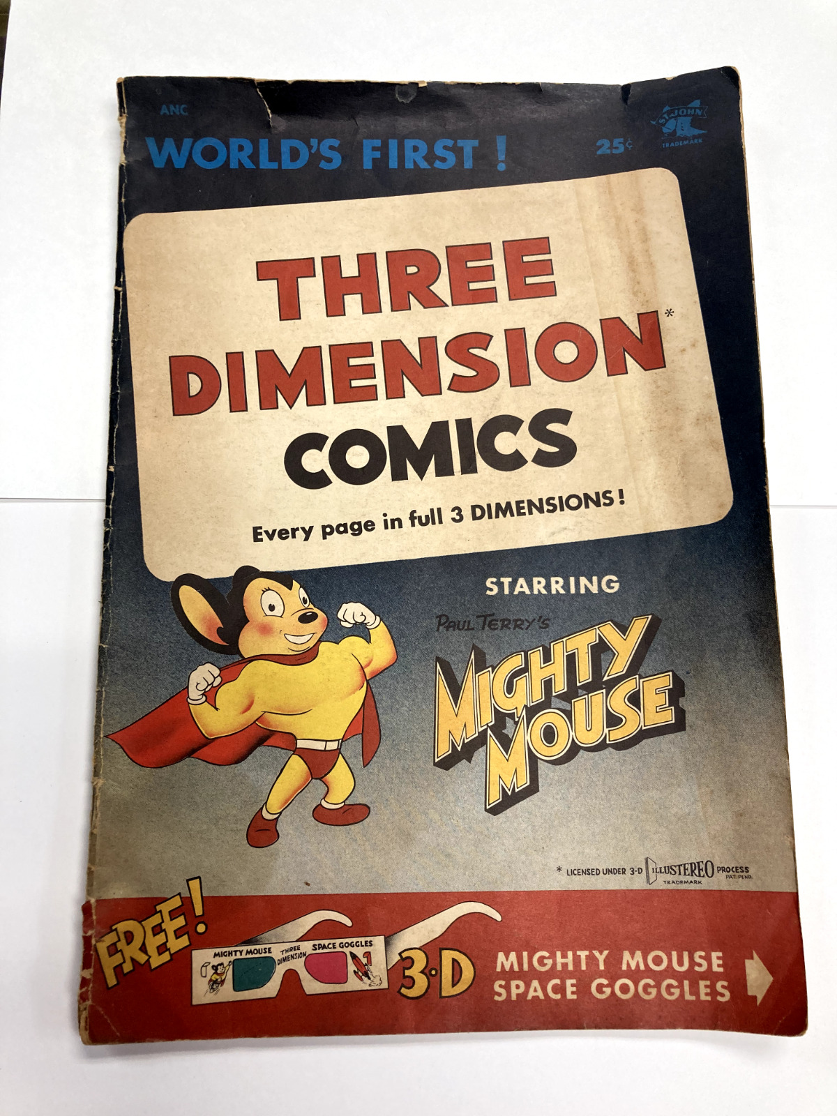 Three Dimension Comics #1 Mighty Mouse 1953 St John No glasses GD+