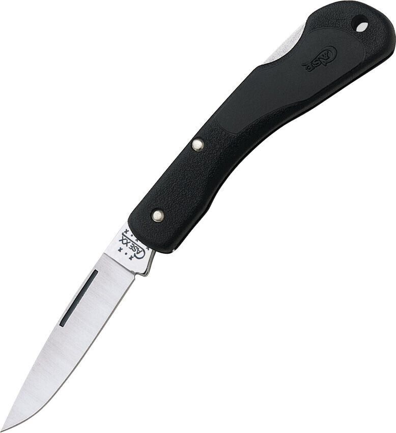 CASE XX KNIFE - BLACK MINI BLACKHORN LOCKBACK  #00253 - 3 1/8\